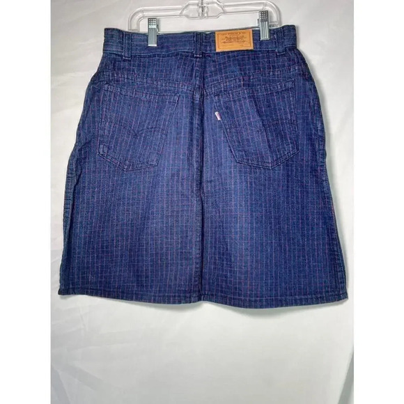 Vintage 1984 Levi's white tag RARE Blue and Red striped Skirt Size 13 - Picture 2 of 8